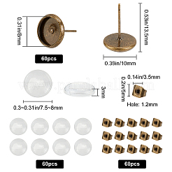 DIY 30 Pairs Half Round Stud Earring Making Kits&nbsp;DIY-SC0015-59AB