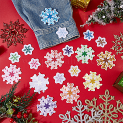 30Pcs 20 Colors Snowflake Cloth Sew on Cloth Patches&nbsp;DIY-PH0033-04