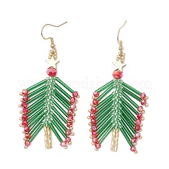 Glass Seed Beaded Christmas Tree Dangle Earrings&nbsp;EJEW-MZ00636