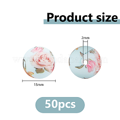 50Pcs Printed Round Silicone Focal Beads&nbsp;SIL-DC0001-84