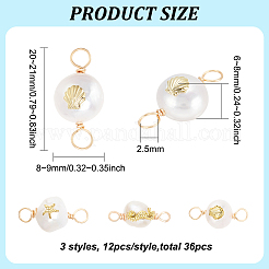 36Pcs 3 Styles Grade AA Natural Cultured Freshwater Pearl Connector Charms with Golden Tone Alloy Slices&nbsp;FIND-BC0004-55