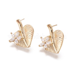 Brass Micro Pave Cubic Zirconia Ear Stud Components&nbsp;MAK-I010-09G