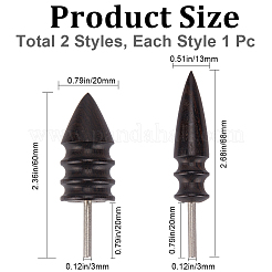 2Pcs 2 Style Bullet Shape Sandalwood Polish Heads&nbsp;TOOL-GF0003-37