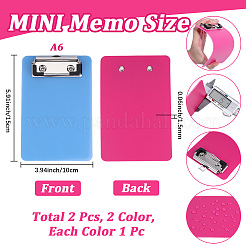 2Pcs 2 Colors Rectangle PP Plastic & Iron Clipboards&nbsp;AJEW-CP0011-68A