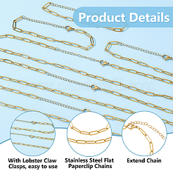 316L Surgical Stainless Steel Flat Paperclip Chains Bracelets & Necklaces Sets&nbsp;SJEW-HS00002