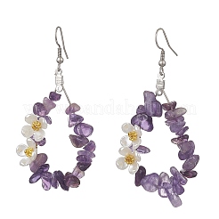 Natural Amethyst Flower Dangle Earrings&nbsp;EJEW-JE06802-02