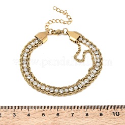 304 Stainless Steel & Rhinestone Rope Chain Double Layer Bracelets for Women&nbsp;BJEW-F540-07G