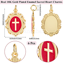 6Pcs Brass Enamel Pendants&nbsp;KK-BBC0019-83