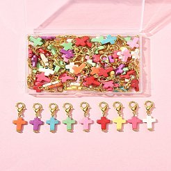 80Pcs Synthetic Turquoise Cross Pendant Decorations&nbsp;HJEW-FS00038