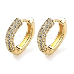 Brass Micro Pave Clear Cubic Zirconia Hoop Earrings&nbsp;EJEW-C182-07A-G
