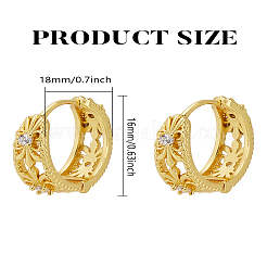 1 Pair Brass Micro Pave Clear Cubic Zirconia Hoop Earrings&nbsp;EJEW-LP0004-68G