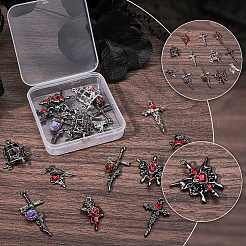 24Pcs 12 Styles Gothic Alloy Rhinestone/Acrylic/Enamel Pendants Sets&nbsp;FIND-SC0023-29