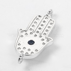 Hamsa Hand/Hand of Fatima/Hand of Miriam with Eye Brass Cubic Zirconia Links&nbsp;X-ZIRC-D083-P