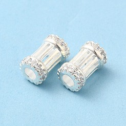 Rack Plating Brass Micro Pave Clear Cubic Zirconia Column Beads&nbsp;KK-D075-02S