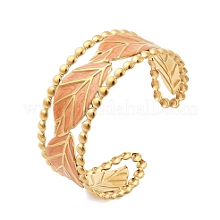 304 Stainless Steel Enamel Cuff Open Bangles for Women&nbsp;BJEW-F542-01G-02