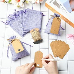 20Pcs Rectangle Polyester Imitation Burlap Packing Pouches Drawstring Bags&nbsp;ABAG-YW0001-18