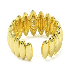 Brass with Cubic Zirconia Open Cuff Ring&nbsp;RJEW-B051-06G