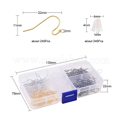 240Pcs 4 Colors Brass Earring Hooks&nbsp;DIY-YW0005-43
