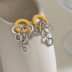 Two Tone 304 Stainless Steel Stud Dangle Earrings for Women&nbsp;WG3EDAB-01