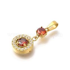 Ion Plating(IP) 304 Stainless Steel Micro Pave Cubic Zirconia Pendants&nbsp;STAS-H228-03G-03