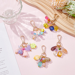 5Pcs Mixed Shapes Acrylic & Glass Pendant Decorations&nbsp;HJEW-DR00277
