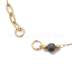 Handmade Faceted Round Gemstone Beads 316 Stainless Steel & 304 Stainless Steel Paperclip Chain Bracelet Making&nbsp;AJEW-JB01587