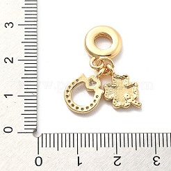 Rack Plating Brass Clear Cubic Zirconia European Dangle Charms&nbsp;KK-Q017-28G