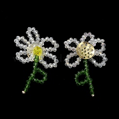 Handmade Glass Beaded Woven Cabochons&nbsp;GLAA-C028-01F