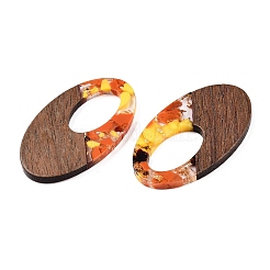 Transparent Resin and Walnut Wood Pendants&nbsp;RESI-T057-02M