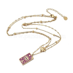 304 Stainless Steel Enamel Eye Star Pendant Double Layer Necklaces for Women&nbsp;STAS-Z105-05G