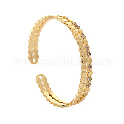 Honeycomb Brass Micro Pave Clear Cubic Zirconia Cuff Bangles&nbsp;FS-WG22FB1-01