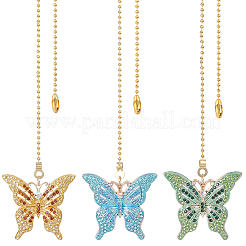 3Pcs Butterfly Alloy Rhinestone Charms Ceiling Fan Pull Chain Extenders&nbsp;HJEW--CP00040