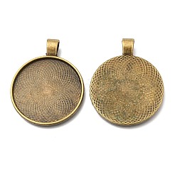 Tibetan Style Flat Round Alloy Pendant Cabochon Settings&nbsp;TIBEP-Q049-08AB-NR