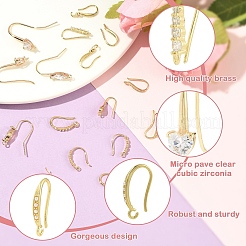 16Pcs 8 Styles Brass Earring Hooks&nbsp;KK-YW0003-83