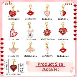Valentine's Day Alloy Enamel Pendant Locking Stitch Markers&nbsp;HJEW-AB00606