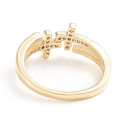 Adjustable Brass Micro Pave Clear Cubic Zirconia Cuff Rings&nbsp;RJEW-F101-18G