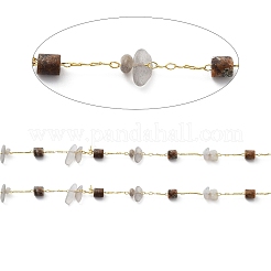 Natural Mixed Gemstone Chips & Column Beaded Chains&nbsp;CHC-C001-04G