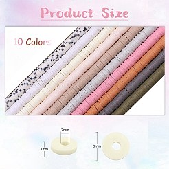 10 Strands 10 Colors Flat Round Handmade Polymer Clay Beads&nbsp;CLAY-SZ0001-98