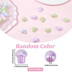 50Pcs UV Plating Rainbow Iridescent Opaque Acrylic Beads&nbsp;OACR-SC0003-06