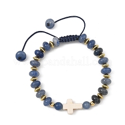 Natural & Synthetic Mixed Gemstone Rondelle Braided Bead Bracelets for Women&nbsp;BJEW-JB14385