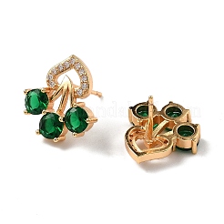 Flower Brass Micro Pave Clear Cubic Zirconia Stud Earrings for Women&nbsp;EJEW-G428-18G-01