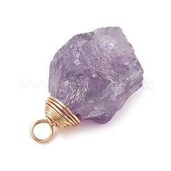 Raw Rough Natural Green Aventurine/Tiger Eye/Rose Quartz/Amethyst/Quartz Crystal Copper Wire Vortex Wrapped Pendants&nbsp;PALLOY-JF03300