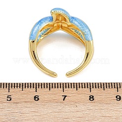 Brass Enamel Adjustable Cuff Rings for Women&nbsp;RJEW-G357-01K