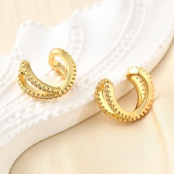 Brass Micro Pave Clear Cubic Zirconia Cuff Earrings&nbsp;EJEW-K309-13G
