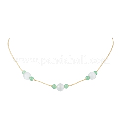 Adjustable Dyed Natural Malaysia Jade & Cat Eye Round Beaded Braided Necklaces&nbsp;NJEW-JN05325