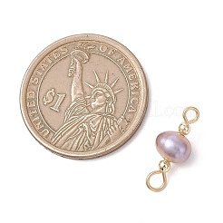 Natural Cultured Freshwater Pearl Potato Connector Charms&nbsp;PALLOY-JF04928