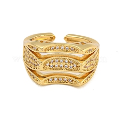 Rack Plating Brass Micro Pave Cubic Zirconia Finger Rings&nbsp;RJEW-C111-04G