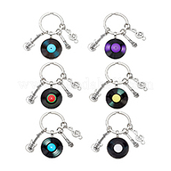 6Pcs 6 Colors Glass Pendant Keychains&nbsp;KEYC-PH0002-28