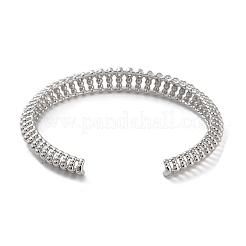 Brass Micro Pave Cubic Zirconia Hollow Cuff Bangles&nbsp;BJEW-D039-06P