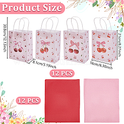 12Pcs Cherry Pattern Paper Gift Tote Bags&nbsp;CARB-UN0001-02